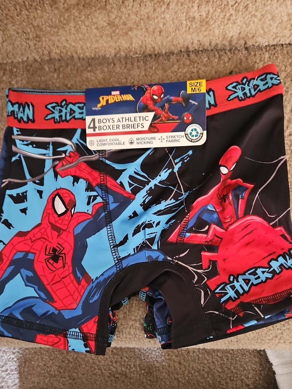 Spiderman Pack Of 4 Boys Boxer Briefs Sz M 6
